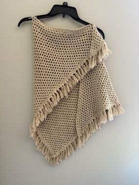 Beach Crochet Fringe Swim Coverup - Cream